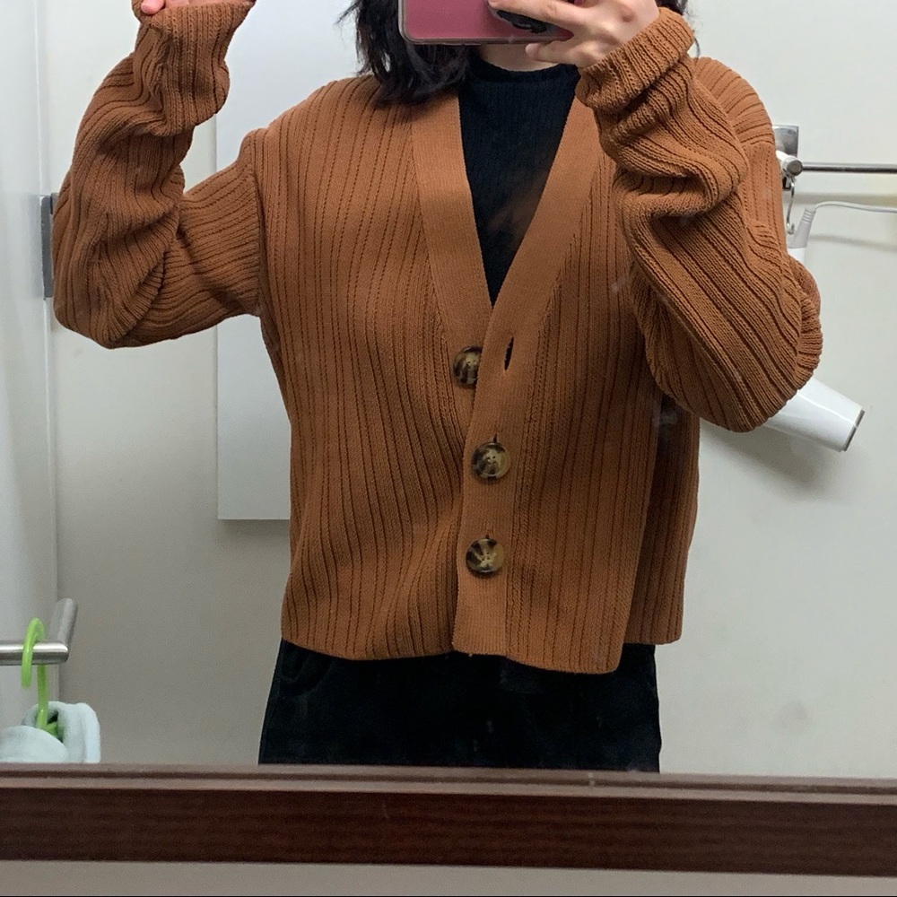 H&M Rust Ribbed Knit Cardigan - Picture 2 of 5